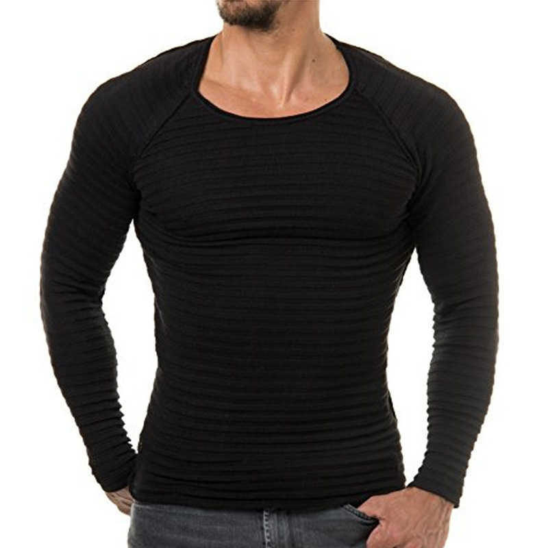 Mens Sweaters Autumn Winter Knitted Sweater Men Long Sleeve Striped Sweaters Solid Slim Fit Men Pullover Sueter Hombre 211018