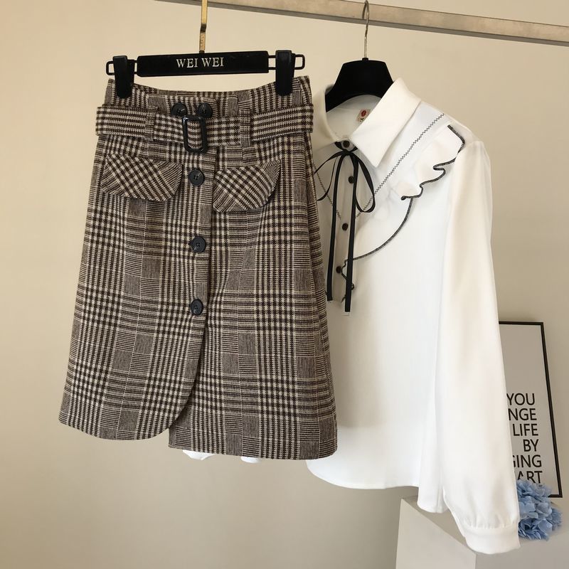 2021 New High waist skirt women mid-length woolen plaid autumn and winter dress G0QR, Khaki
2021 New High waist skirt women mid-length woolen plaid autumn and winter dress G0QR, Khaki