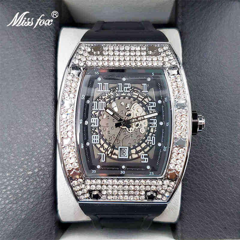 MISSFOX Men's Iced Out Watch Big Case With Diamond Silicone Strap Watches For Men Sport Waterproof Calendar Large Clock New In, Silver
MISSFOX Men's Iced Out Watch Big Case With Diamond Silicone Strap Watches For Men Sport Waterproof Calendar Large Clock New In, Silver