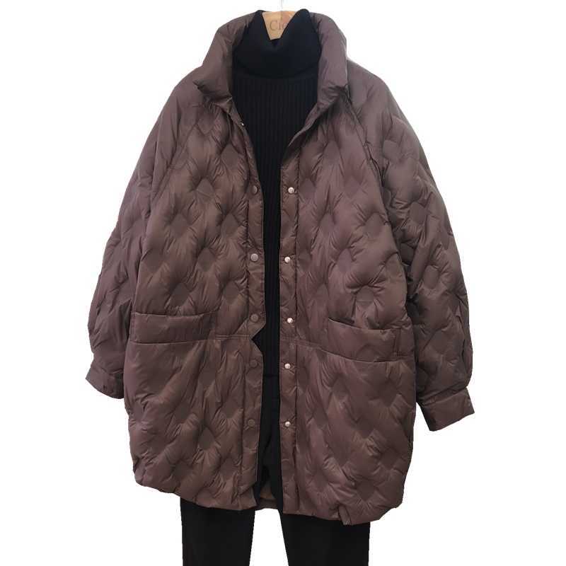 Janveny Ultra Light Down Jacket Women Long Parkas Female Loose Puffer Matching Warm Zipper 90% Duck Down Coats Outwear 211007wtt