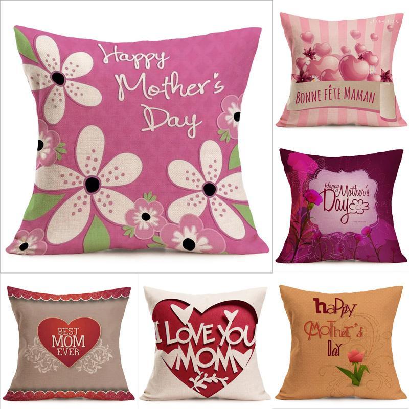 

Cushion/Decorative Pillow 45cm*45cm Happy Mother Day Design Linen Cotton Covers Sofa Case Love Square 18in*18in Cushion Cover