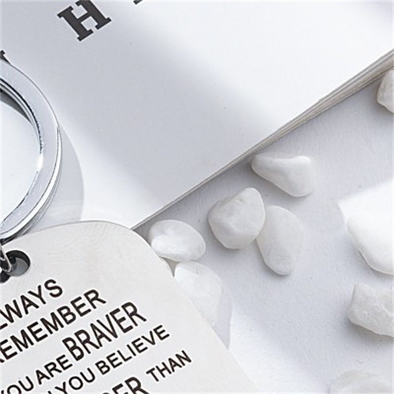 Stainless Steel Key Chain Ring You are Braver Stronger Smarter Than You Think Pendant Keychain For Family Friend Lover GiftZ 227