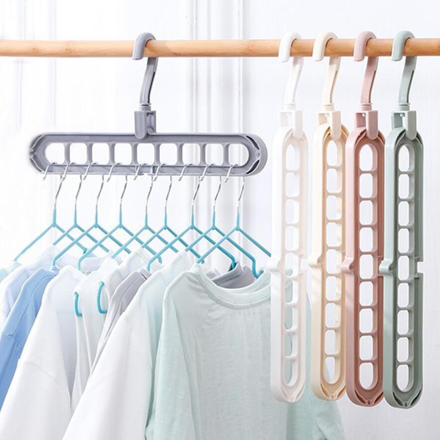 

9 Holes Magic hanger closet organizer Space Saving Hanger Multi-port clothing rack Plastic Scarf cabide Storage hangers for clothes