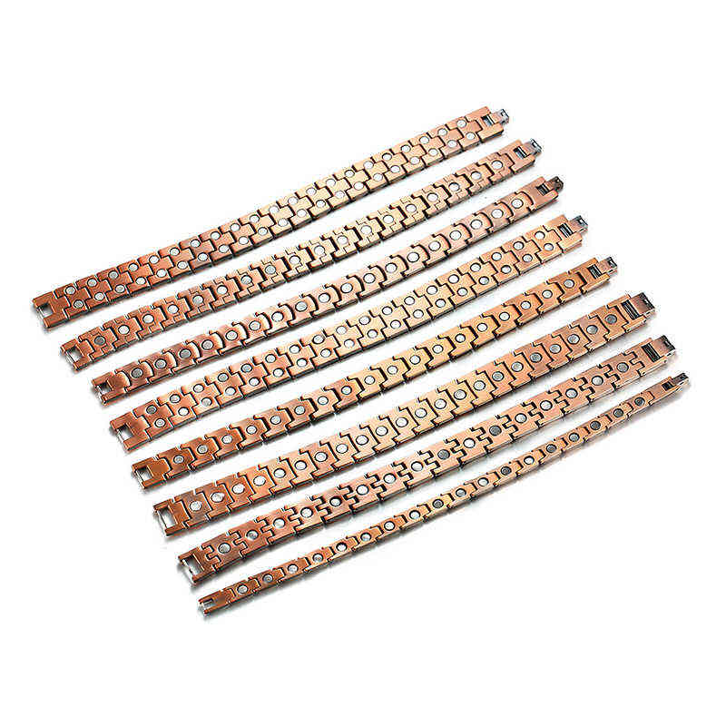 Vinterly Magnetic Bracelet Men Pure Copper Energy Health Male Chain Link Vintage s & Bangles 211124