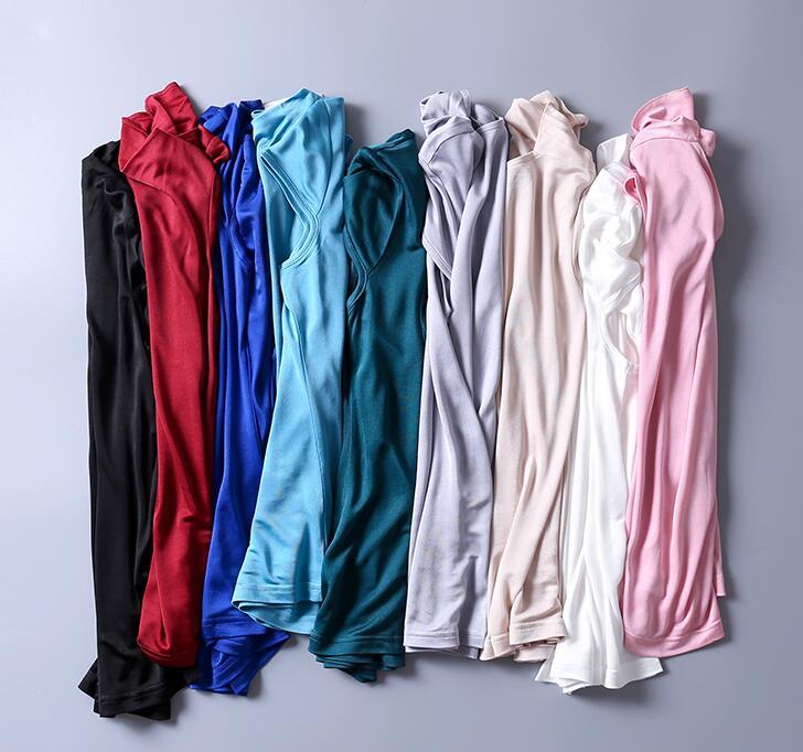 Women's 50% Silk 50% Viscose Knit Drape Neck T-Shirts top 8 colors M-2XL SJ305 210302