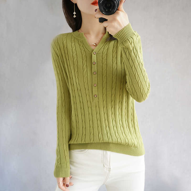 BARESKIY Women's Tops Pure Color Slim Korean Cotton Sweater V-neck Short Stretch Pullover Base Shirt Ladies Jacket 210918