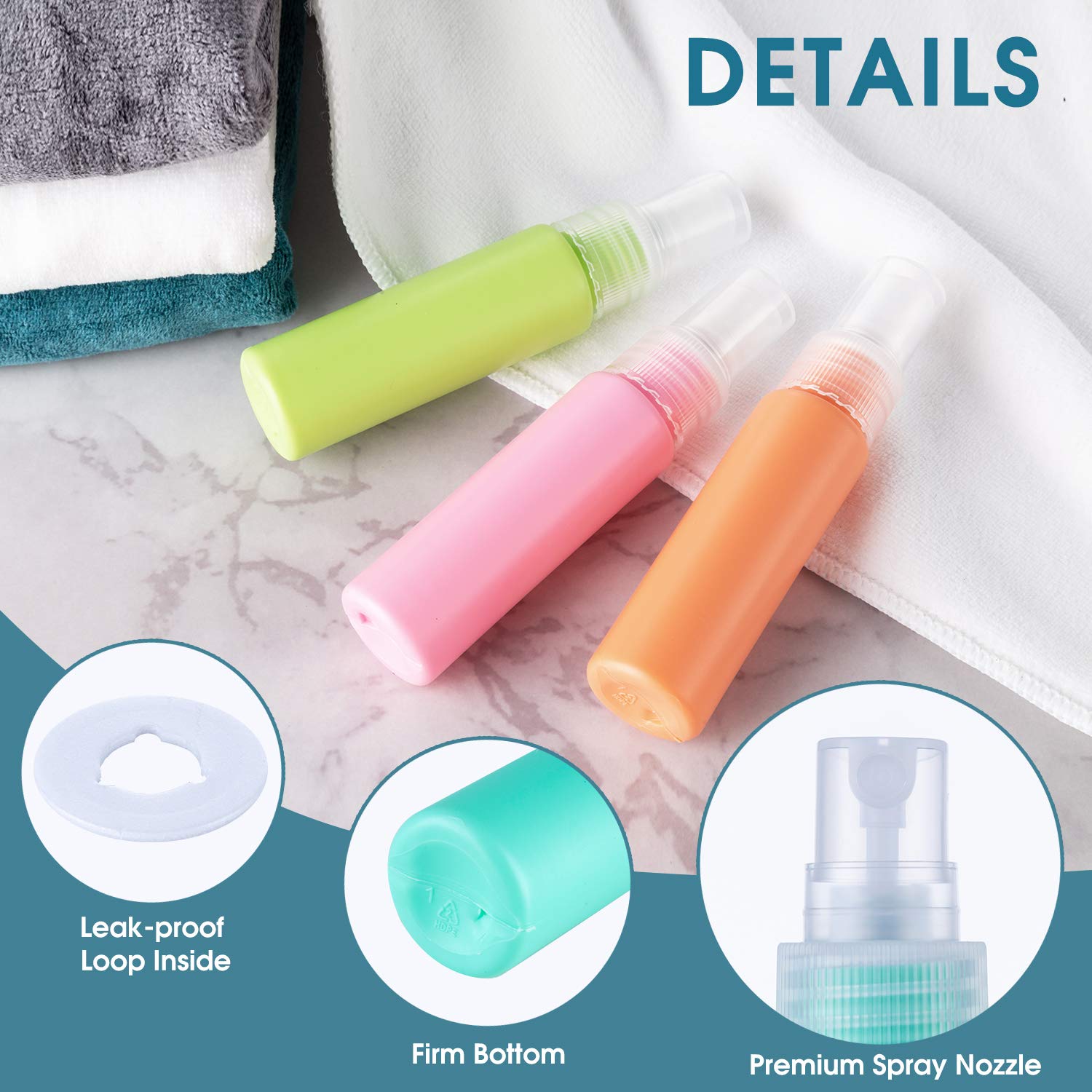 30ml 1oz Colorful PET Plastic Spray Bottles with Clear Atomizer Pump Sprayer, Fine Mist Travel Size Reusable Liquid Cosmetic RRD7324 Free shipping