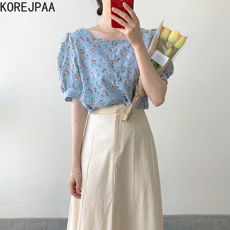 Korejpaa Women Dress Sets Summer Korean Fashion Sweet Floral Short Sleeve Shirt and High-waisted Mid-length A-shaped Skirt 210526
Korejpaa Women Dress Sets Summer Korean Fashion Sweet Floral Short Sleeve Shirt and High-waisted Mid-length A-shaped Skirt 210526