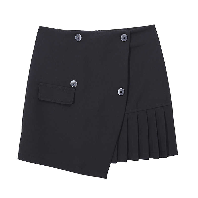 Temperament High Waist A-line Skirts for Women Irregular Fashion Pleated Jupe Casual Simple All-match Bottoms Summer 210525