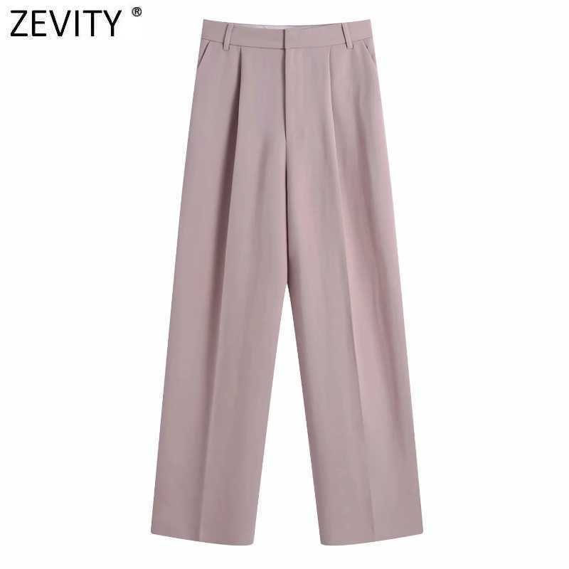 Zevity Women Fashion Office Wear Side Pockets Straight Pants Vintage High Waist Zipper Fly Female Trousers Mujer P1002 210603, As pic p1002bb
Zevity Women Fashion Office Wear Side Pockets Straight Pants Vintage High Waist Zipper Fly Female Trousers Mujer P1002 210603, As pic p1002bb