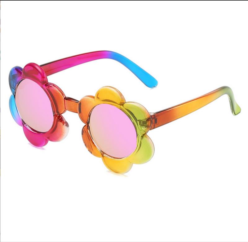 Kids Rainbow Sunglasses Colorful Flower Shaped glasses Photography for Boys Girls Party Accessories