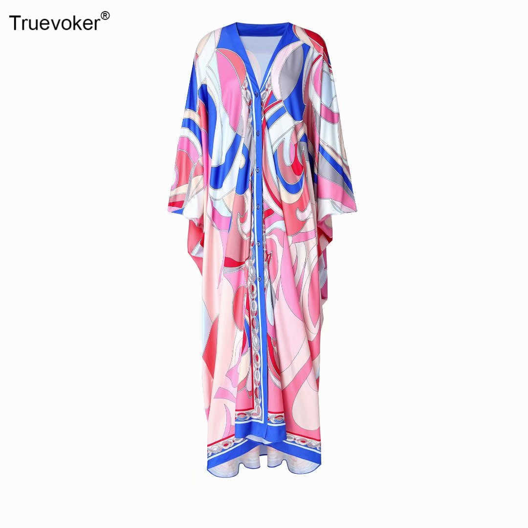 Truevoker Runway Fashion Long Robe Women's Batwing Sleeve Multicolor Totem Print Loose Boho Dresses Plus Size 7XL 210602, Knitting cotton
Truevoker Runway Fashion Long Robe Women's Batwing Sleeve Multicolor Totem Print Loose Boho Dresses Plus Size 7XL 210602, Knitting cotton