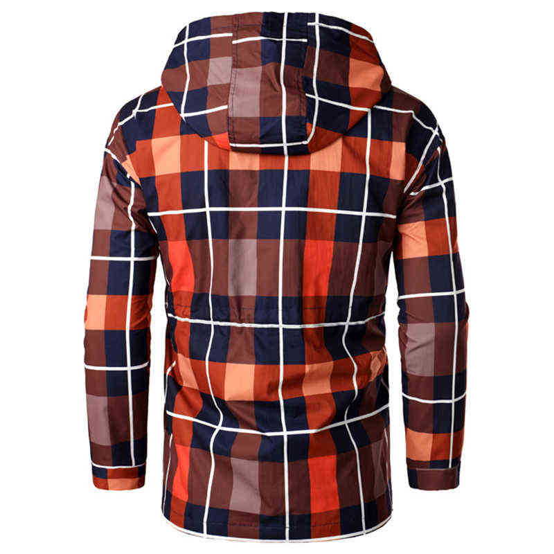 Men Long Trench Coats Autumn Men Hooded Casual Plaid Jackets 2020 Fashion Streetwear Trench coat Windbreaker Outerwear Jacket Y1122