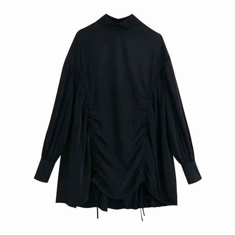 Elegant Women Sweet Solid O-Neck Dress Fashion Ladies Loose Mini Vestidos Streetwear Female Chic Draped Dresses 210527