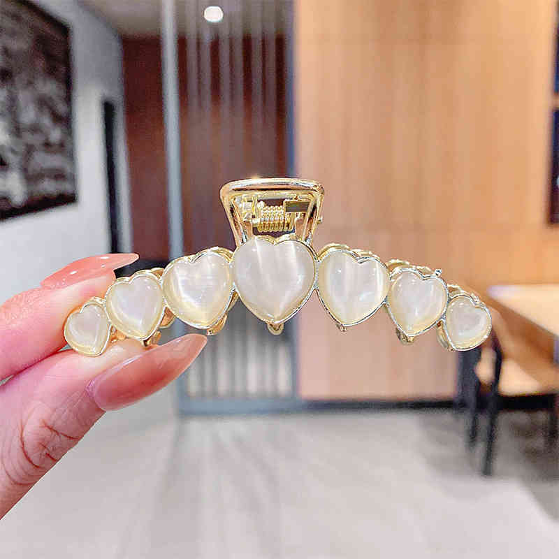 Hair Jewelry Accessories Korean Large Rhinestone Pin Opal Metal Grab Clip Female Back of Head Pan Shark Headdress