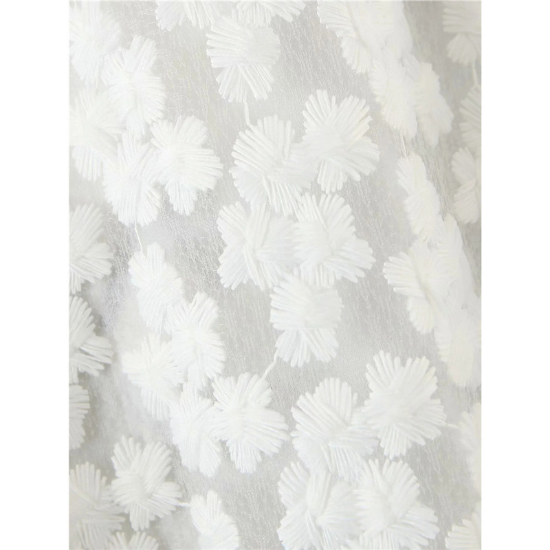 women floral embroidery turtleneck white za lace stylish mini dresses chic lady summer puff sleeve high waist loose dress 210309
