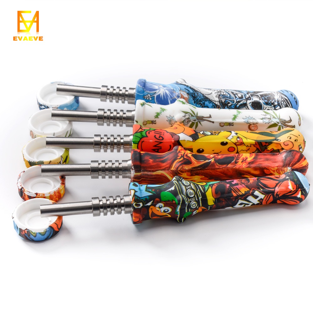 Smoke 14mm Water transfer printing Silicone pipe NC simple design silicon nectar collector with stainless steel tip
Smoke 14mm Water transfer printing Silicone pipe NC simple design silicon nectar collector with stainless steel tip