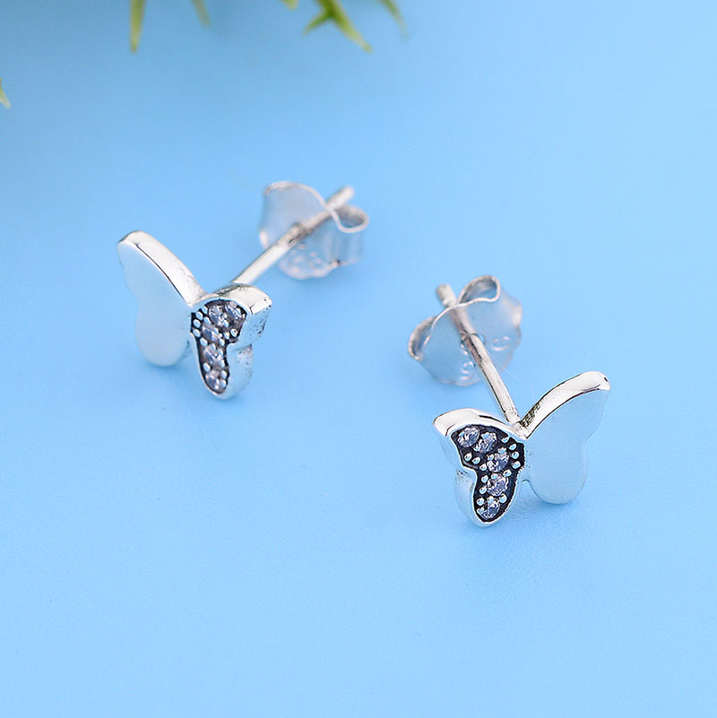 Fashion 925 Sterling Silver Butterfly Stud Earrings for Women Girls Beautiful Animal Earrings Moda Bijoux Jewelry gift