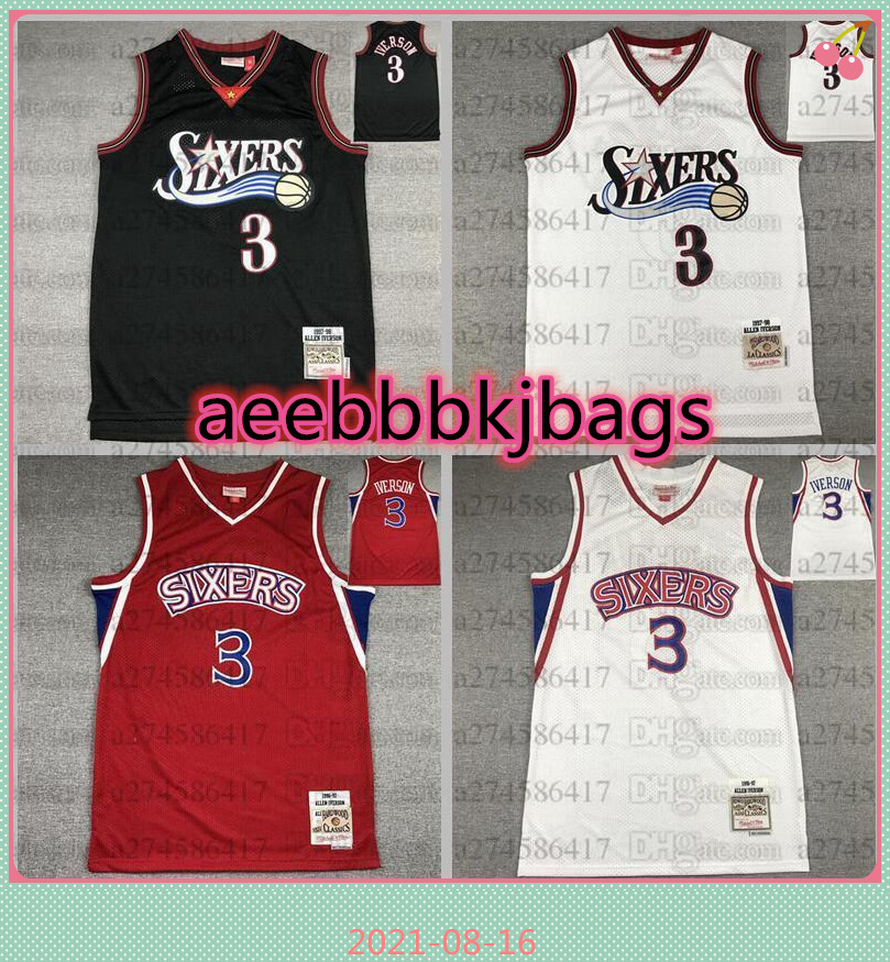 Men S-6XL basketball Jersey3 Iverson black Mitchell&Ness Hardwoods Classics retro Embroidered Jerseys, Black;red
Men S-6XL basketball Jersey3 Iverson black Mitchell&Ness Hardwoods Classics retro Embroidered Jerseys, Black;red