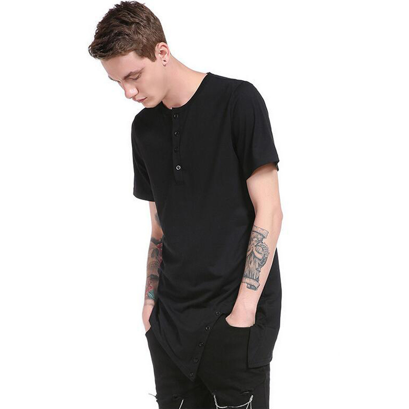 IceLion 2021 Summer T Shirt Men Irregular Hem Short Sleeve T-shirt Fashion Button Collar Hip Hop Streetwear Tops Slim Fit Tshirt 210225
