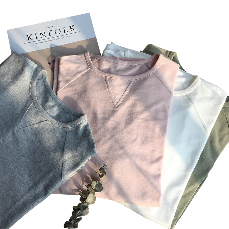 Long Sleeve Cotton T Shirt Women Autumn Winter Loose Casual Tee Top Woman Thick Basic Tee Shirt Girls T200319