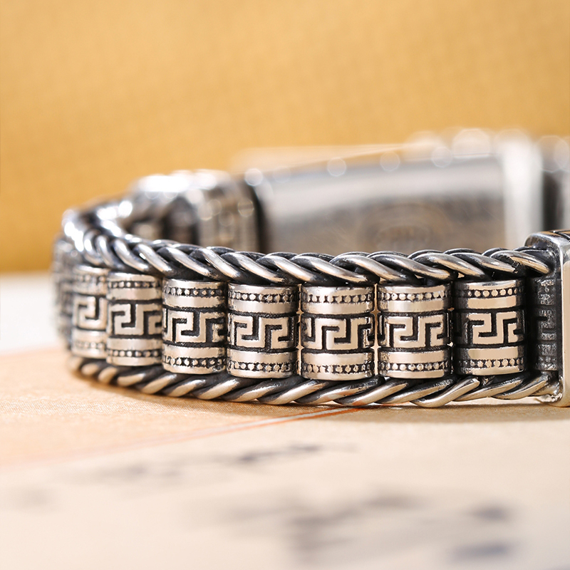 Brand New National Tide Back Word Pattern Handwoven Bracelet for Men Domineering Korean Version of The Trendy Personality Retro A