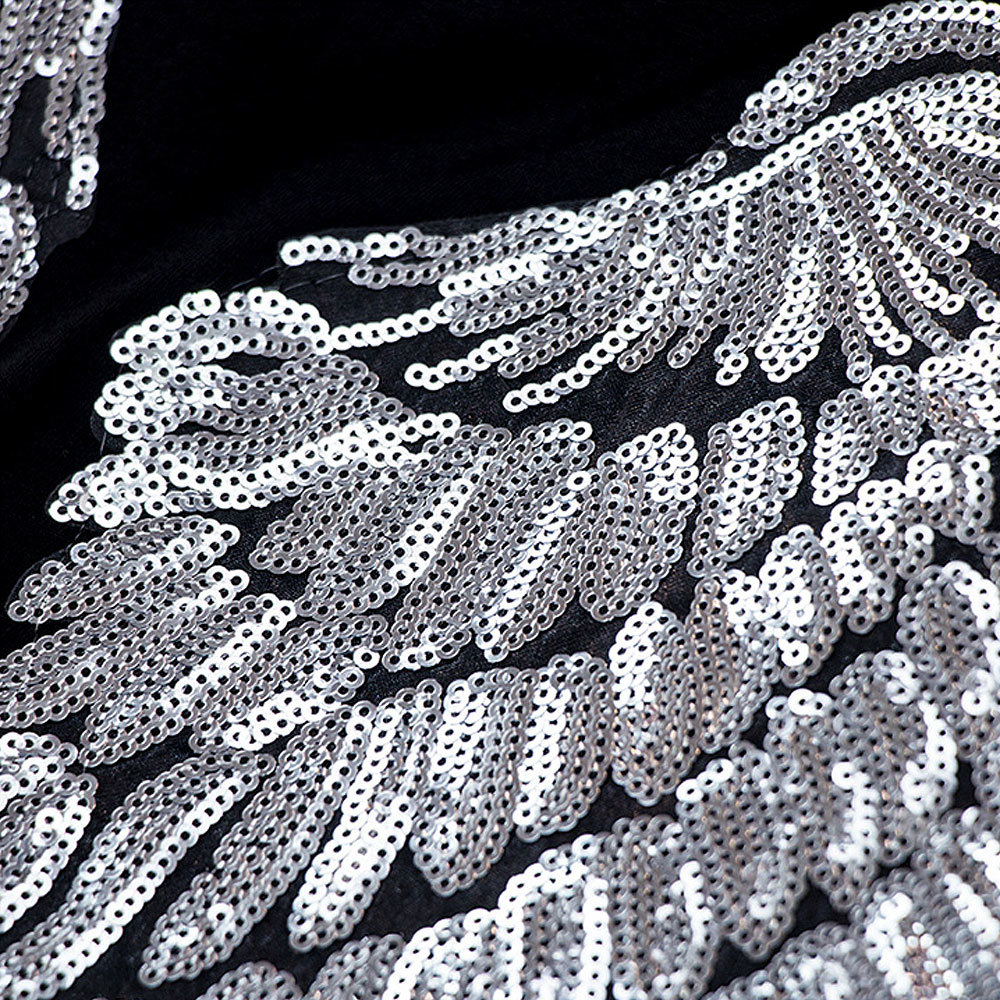 Fashion Sequin Angel Wings T-shirt Woman Causal Tops Novelty Half Sleeve O-neck T Shirt New Summer Loose Sexy Appliques T-shirts 210306