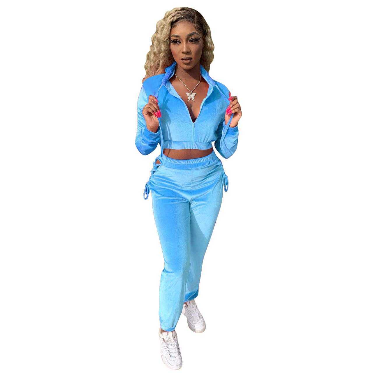 Women's Two Piece Pants Designers Women Clothes 2023 autumn and winter fashion velvet slim temperament two-piece women's suit