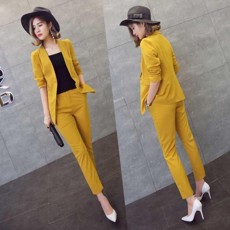 Women's Tracksuits Women Spring Fashion 2 Piece Sets Long Sleeve Blazer And Pencil Pants Elegant Korean Office Female Clothes Suit Lady Vest