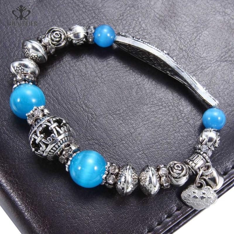 Charm Bracelets RoyalBeier Woman Bracelet And Bangle Colorful Opal Ancient Silver Color Metal Beads Chakra Natural Stone With Bell Charms SZ
Charm Bracelets RoyalBeier Woman Bracelet And Bangle Colorful Opal Ancient Silver Color Metal Beads Chakra Natural Stone With Bell Charms SZ