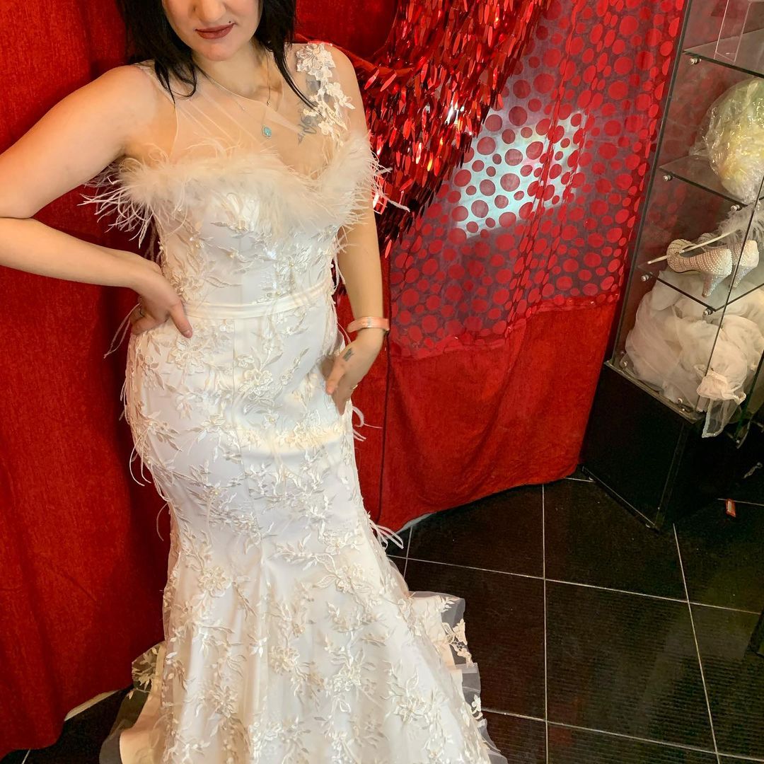 Gorgeous South African Mermaid Wedding Dresses Sheer Neck Feather Lace Appliques Bridal Gowns Princess Sweep Train Wedding