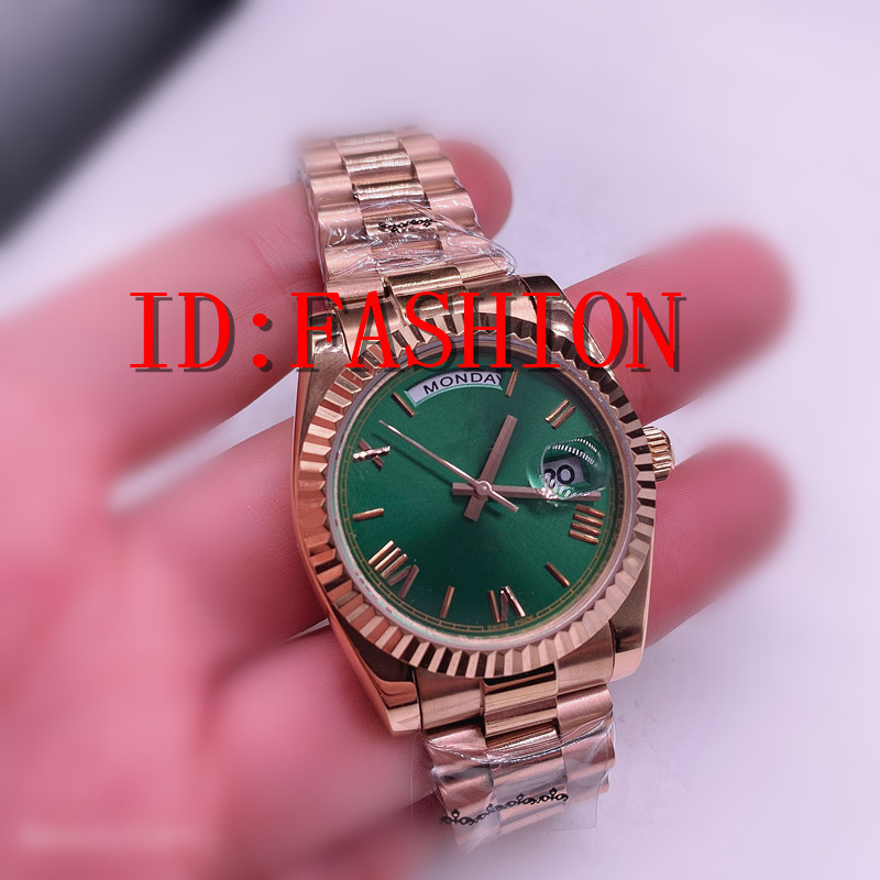 2021 fashion men automatic Self-wind 41&36mm Rose Gold watch Green dial sapphire glass Stainless steel DAYDATE no battery 2813 sweeping, As picture
2021 fashion men automatic Self-wind 41&36mm Rose Gold watch Green dial sapphire glass Stainless steel DAYDATE no battery 2813 sweeping, As picture