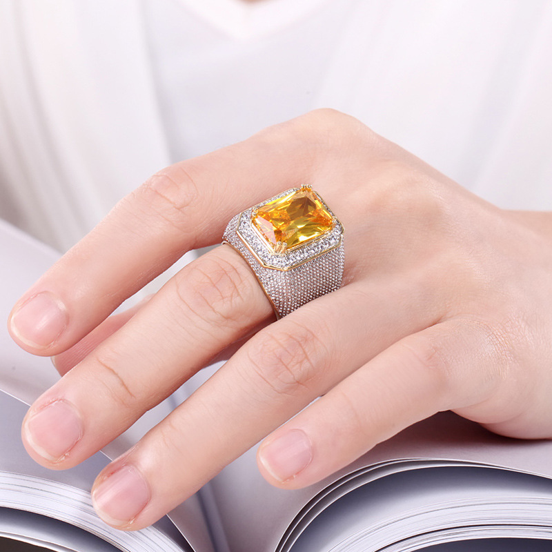 Solitaire Male ring 925 Sterling Silver 6ct AAAAA Cz Stone Big Engagement Jewelry Wedding Rings for Men Party Finger ring