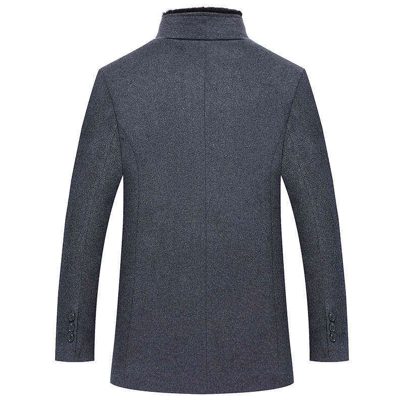 PFHQ Winter Men's Woolen Middle-aged And Elderly Business Casual Solid Color Thickened Stand Collar Trench Coat 21A5424 211122