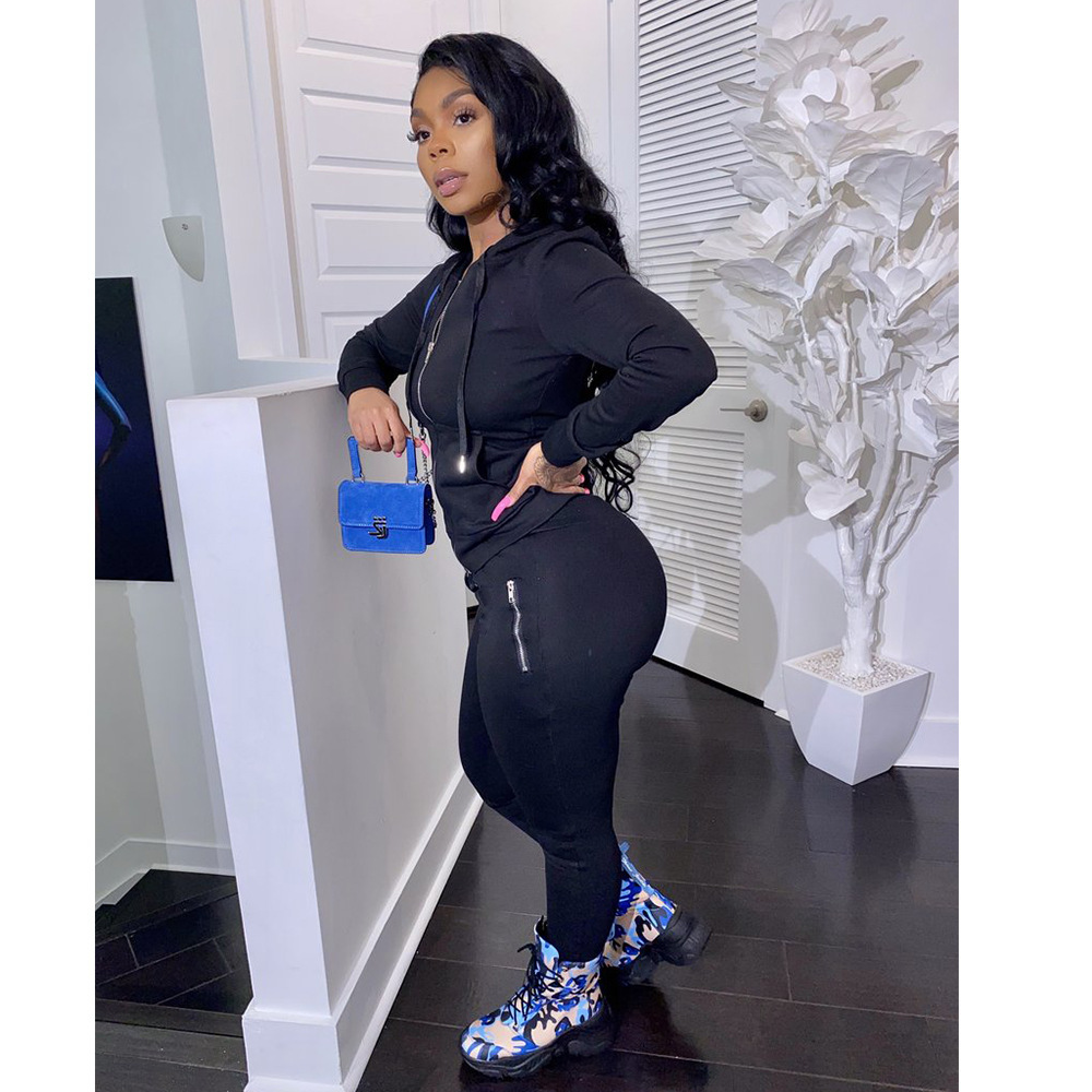womens tracksuits 2023 fall winter clothing jogger suit black tracksuits long sleeve jacket pants solid color plus size two piece set casual sweatsuit