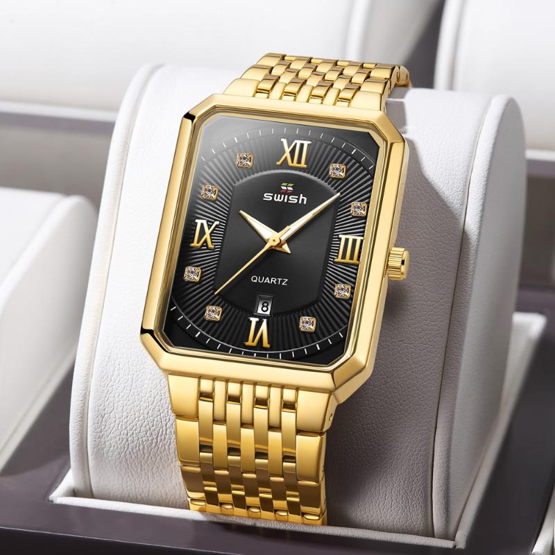 Wristwatches Fashion Stainless Steel Watches Men 2021 SWISH Square Waterproof Quartz Watch Top Gold Black Wristwatch For Man
Wristwatches Fashion Stainless Steel Watches Men 2021 SWISH Square Waterproof Quartz Watch Top Gold Black Wristwatch For Man