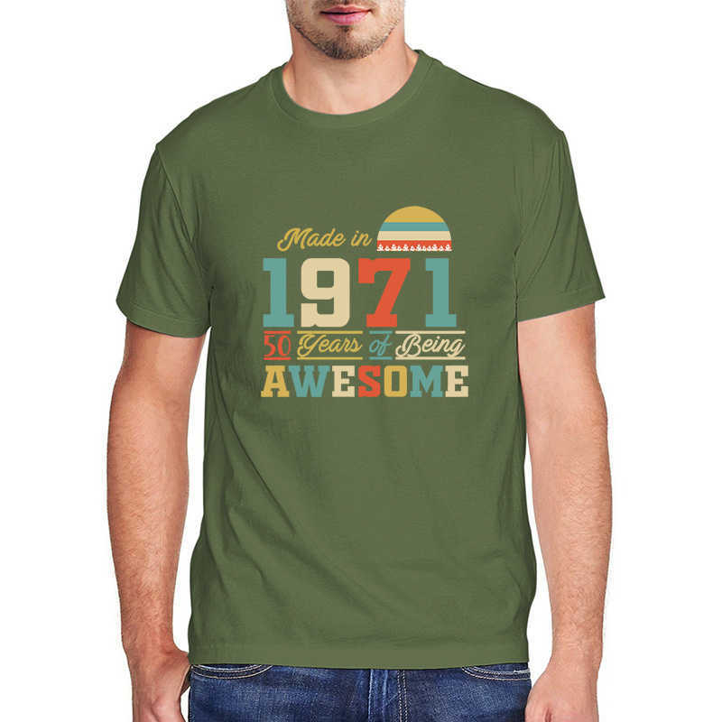 100 cotton 1971 T Shirts 50 Years of Being Awesome 50th Birthday Gifts for Women And Mens Funny Unisex Gift Shirt tops XS-3XL 210629