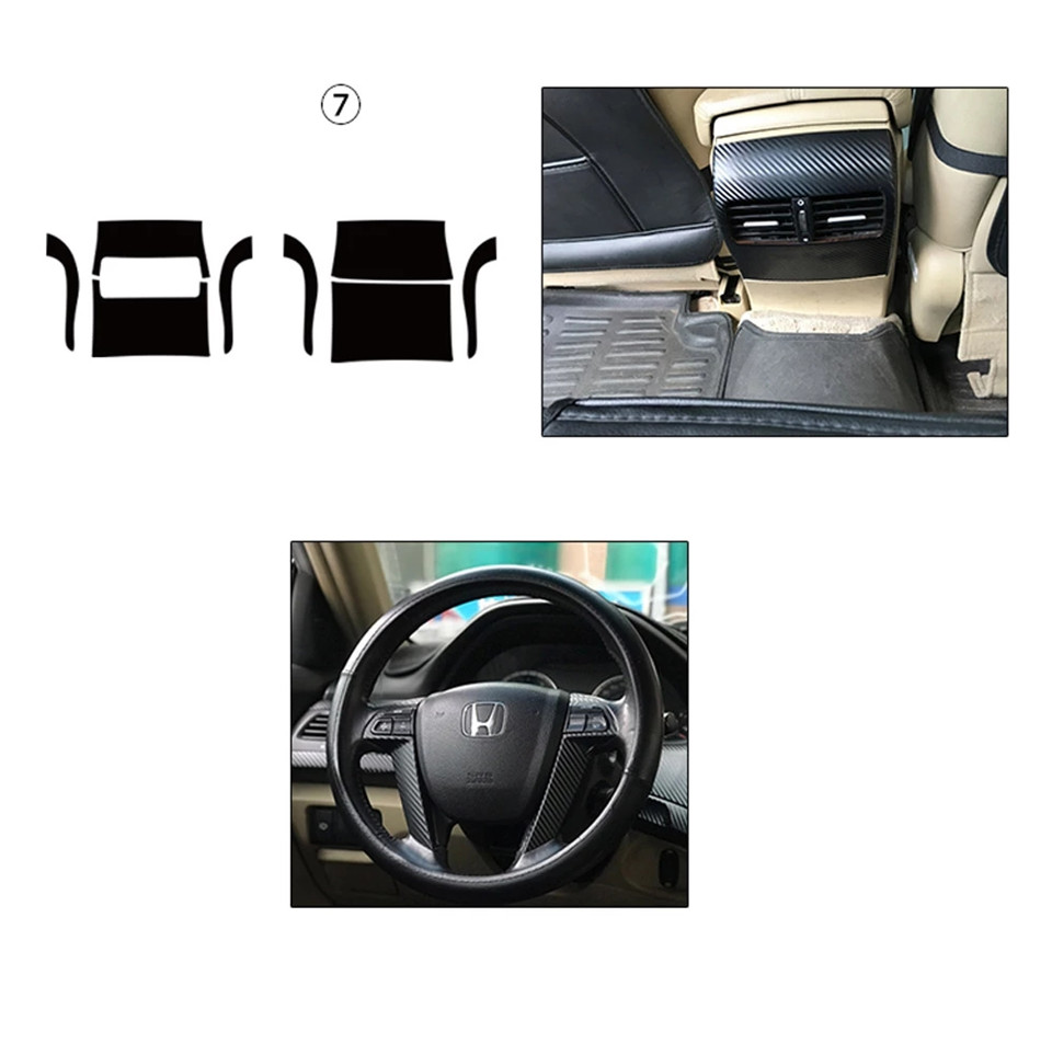 For Honda accord 2008-2013 Interior Central Control Panel Door Handle 5D Carbon Fiber Stickers Decals Car styling Accessorie