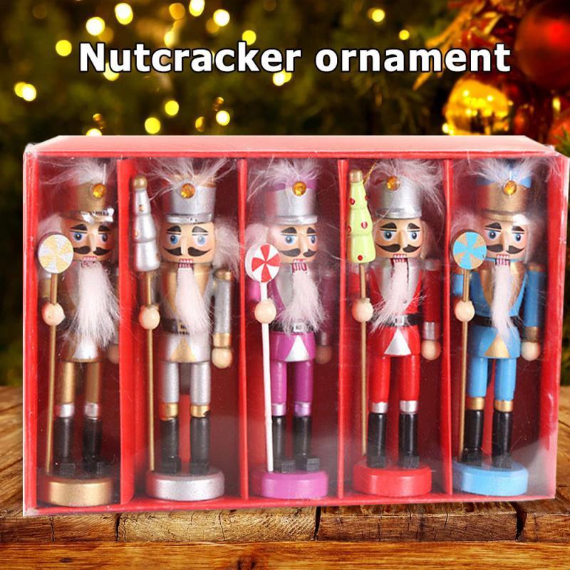 Christmas Decorations 5pcs/set 12cm Wooden Nutcracker Doll Soldier Miniature Figurines Vintage Handcraft Puppet Year Ornament Home Decor
Christmas Decorations 5pcs/set 12cm Wooden Nutcracker Doll Soldier Miniature Figurines Vintage Handcraft Puppet Year Ornament Home Decor
