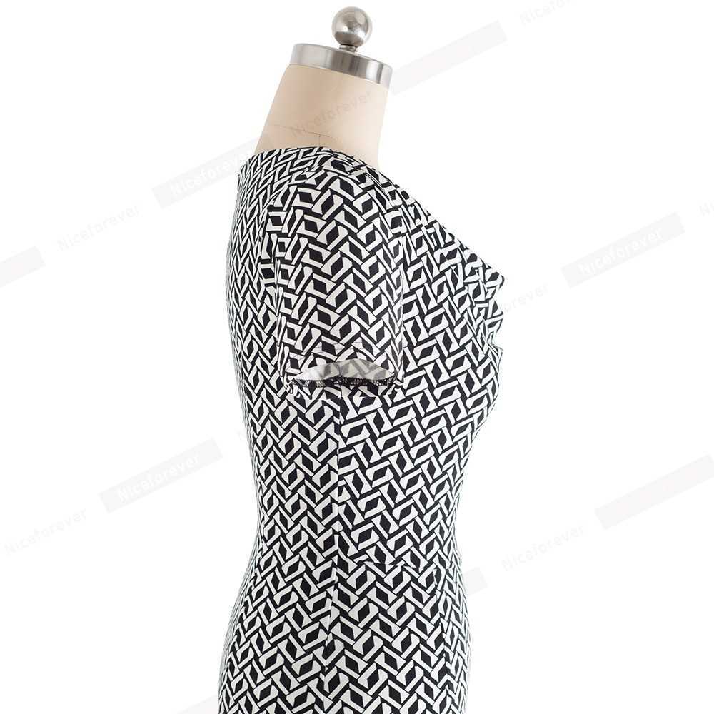 Nice-forever Women Vintage Wear to Work Elegant vestidos Business Party Bodycon Sheath Office Ruffle Female Dress B452 210623