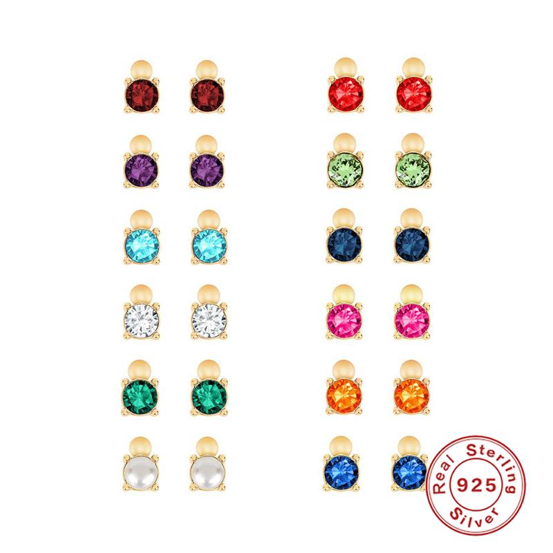 Stud GS 925 Sterling Silver Gold Mini Colorful Zircon Earrings 12 Month Color Birthstone Earring For Women Girls Birthday Gift, Golden;silver
Stud GS 925 Sterling Silver Gold Mini Colorful Zircon Earrings 12 Month Color Birthstone Earring For Women Girls Birthday Gift, Golden;silver