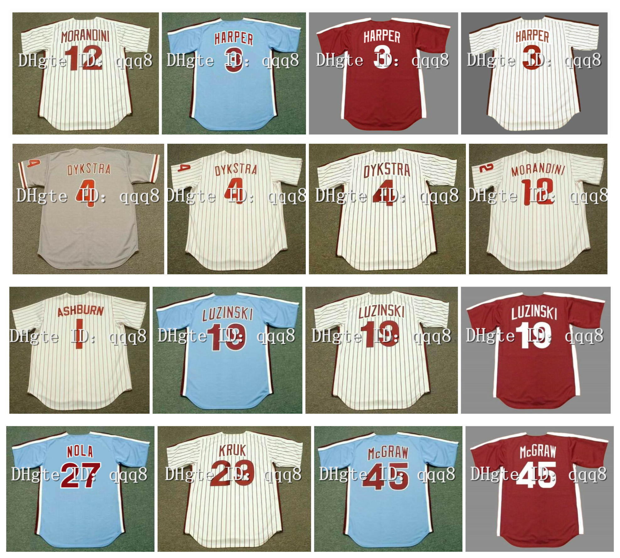Throwback Philadelphia Baseball Jersey Phillie 1 RICHIE ASHBURN 3 HARPER 4 Dykstra 12 MORANDINI 19 GREG LUZINSKI 27 AARON NOLA 29 JOHN KRUK 45 TUG McGRAW, As pic
Throwback Philadelphia Baseball Jersey Phillie 1 RICHIE ASHBURN 3 HARPER 4 Dykstra 12 MORANDINI 19 GREG LUZINSKI 27 AARON NOLA 29 JOHN KRUK 45 TUG McGRAW, As pic