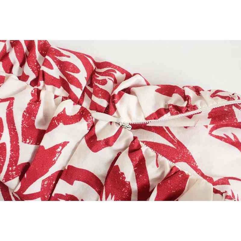 Women sweet tropical flower print pleated mini skirt faldas mujer ladies casual slim side zipper ruffles skirts QUN561 210619