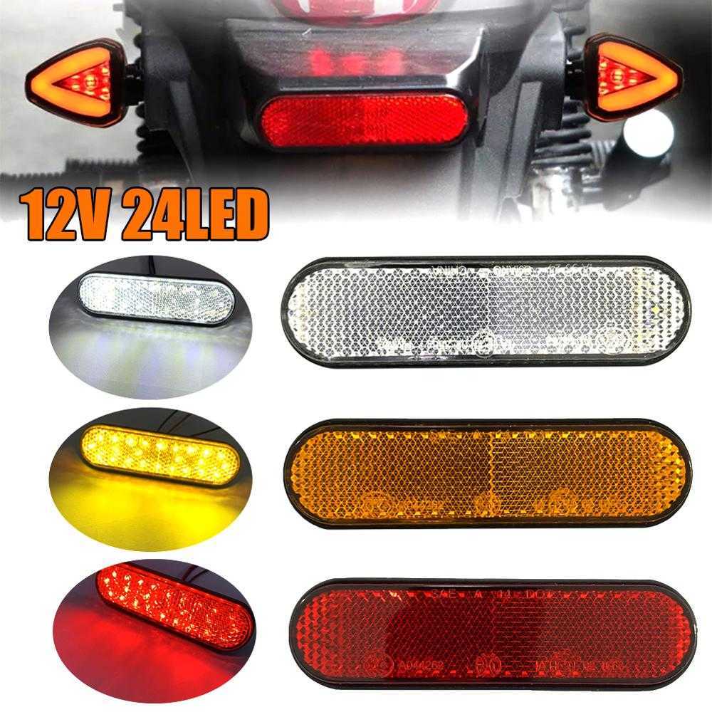 

24LED Rectangle Motorcycle Reflector Tail Brake Turn Signal Light Lamp Brake Light For Car ATV LED Reflectors Truck CSV