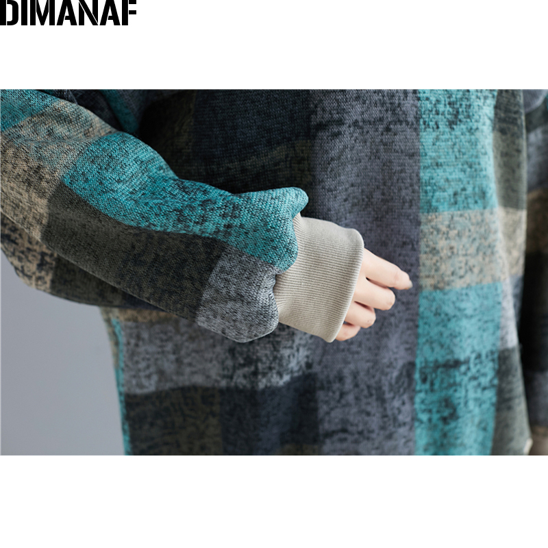 DIMANAF Autumn Winter Oversize Women Sweatshirts Lady Tops Pullovers Knitting Cotton Thick Vintage Loose Long Sleeve Plus Size T200407