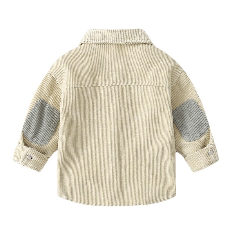 Baby Boys Shirts Long Sleeve School Blouse Corduroy Cardigan Kids White Shirt For Toddler Children Tops Autumn 220314