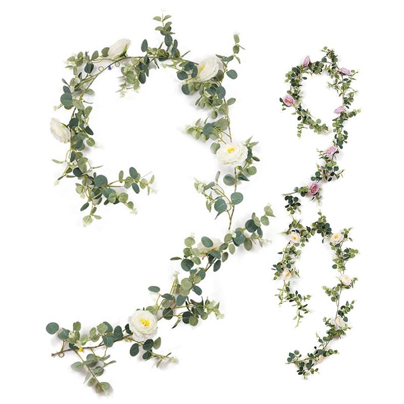 Artificial Eucalyptus Garland with Camellias, 6.4Ft Fake Vine Hanging Ivy for Wedding Backdrop Party Arch Table Decor, White
Artificial Eucalyptus Garland with Camellias, 6.4Ft Fake Vine Hanging Ivy for Wedding Backdrop Party Arch Table Decor, White