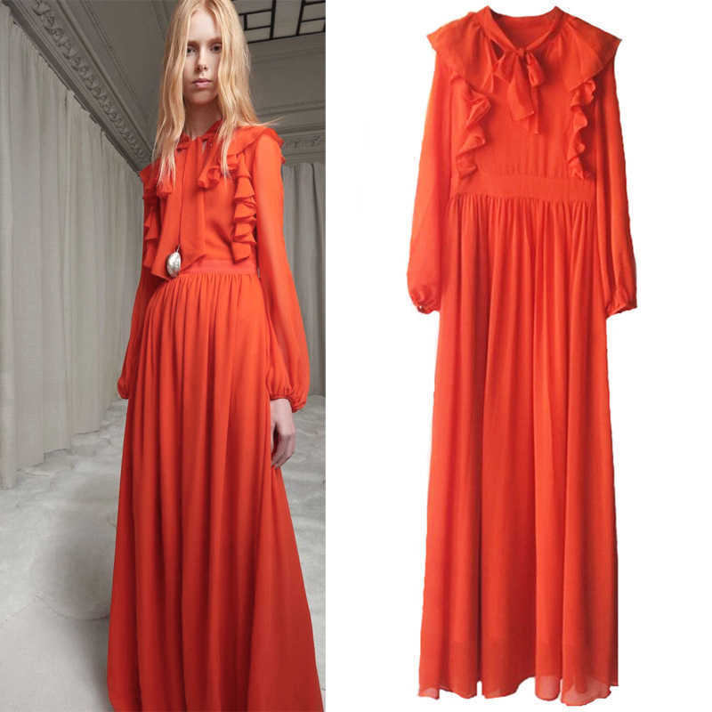 Spring and Summer Fashion V-neck Lace Lotus Leaf Wood Ear Dress Elegant Temperament Lantern Sleeve Long Female 210615, Orange
Spring and Summer Fashion V-neck Lace Lotus Leaf Wood Ear Dress Elegant Temperament Lantern Sleeve Long Female 210615, Orange