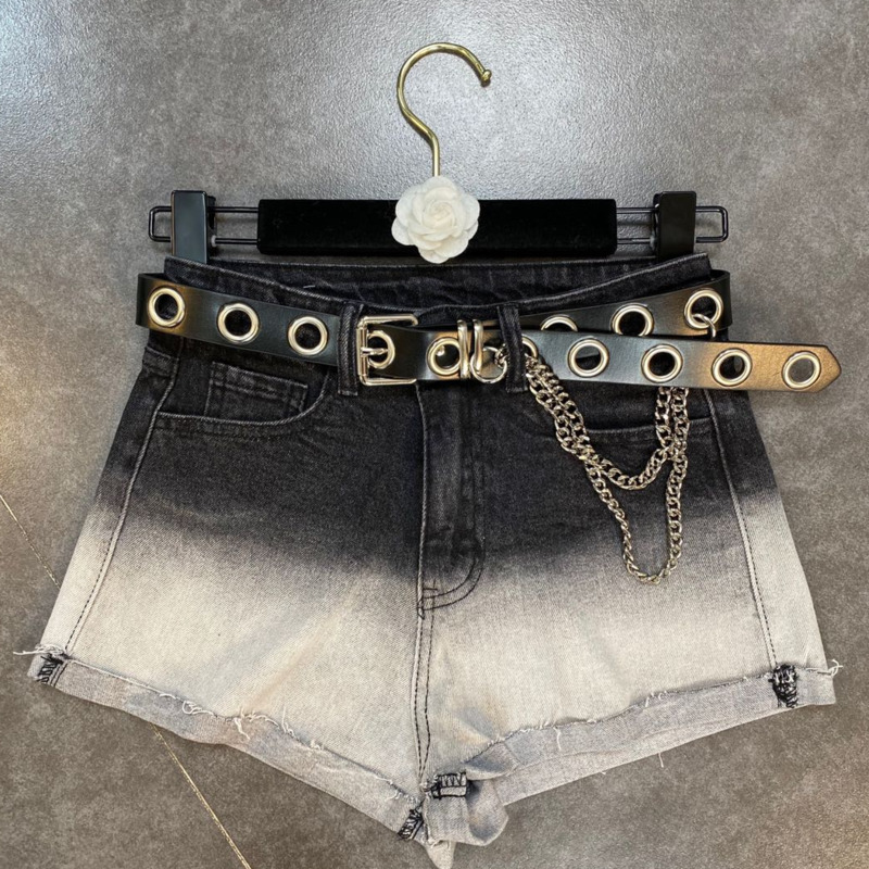 Women Denim Shorts High Waist Fashion Spring Summer Ladies Chain Belt HR392 210525, Gray
Women Denim Shorts High Waist Fashion Spring Summer Ladies Chain Belt HR392 210525, Gray