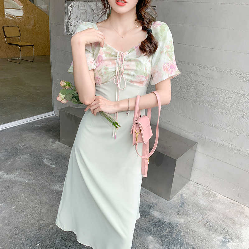 Women Summer Dress A-LINE Short Sleeve Flroal Printed Fashion Clothing High Waist Long V-neck es Drawstring OL 210604, Green
Women Summer Dress A-LINE Short Sleeve Flroal Printed Fashion Clothing High Waist Long V-neck es Drawstring OL 210604, Green